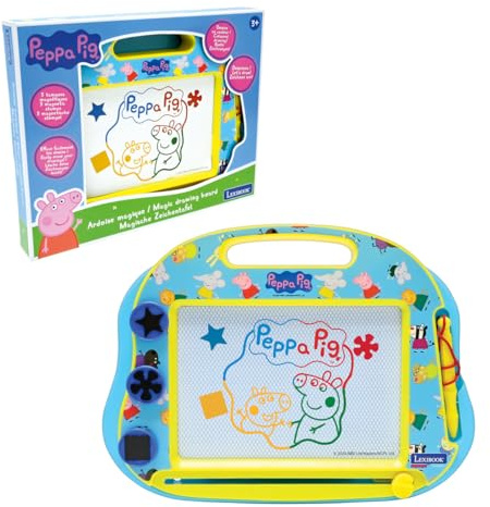 Lexibook, Peppa Wutz, Zaubertafel, blau/gelb, CRPP550LXB | Mehrfarbige Zaubertafel, 3 Stempel & Stift, kreatives Zeichenspielzeug