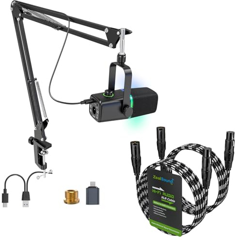 zealsound kd8s Mikrofon mit Arm und c2bw2 XLR Kabel Bundle