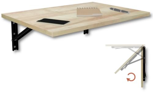 KDR Wandklapptisch 60x40 cm – Klapptisch zur Wandmontage, platzsparender Wandtisch, klappbarer Esstisch, Schreibtisch & Küchentisch, ideal für kleine Räume und Home Office (Eiche)