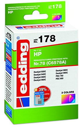 edding Druckerpatrone EDD-178 - Einzelpatrone - 3-Farbig - 45 ml - Reichweite 775 Seiten - Ersetzt HP 78 (C6578A)