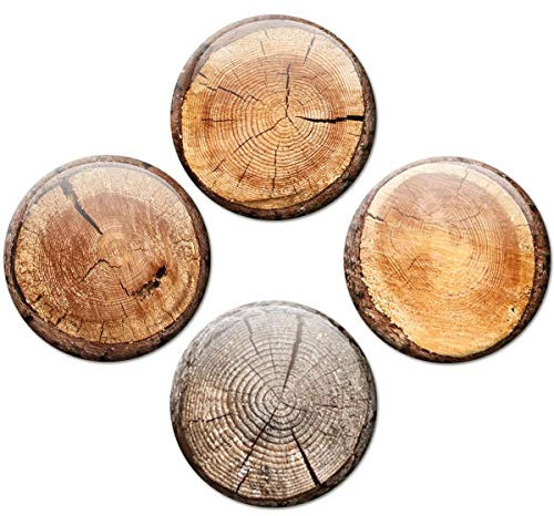 Kühlschrankmagnete Baumstamm Scheiben 4er Geschenk Set Vintage Magnete Holz Optik für Magnettafel stark groß Ø 50 mm
