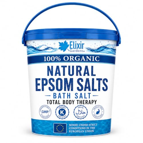 Elixir Gardens Epsom Salt 100% Organic FCC Food Grade Medical Grade Magnesium Sulphate Various Sizes 500g-25kg | Tub 2.5kg | Mined in Germany
