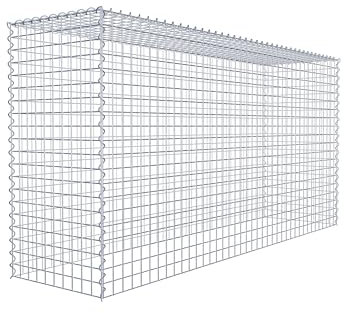 GABIONA Cesta para piedra (rectangular, malla de 5 x 5 cm, profundidad de 50 cm, cesta de cultivo tipo 3, cierre de espiral, galvanizada (200 x 100 x 50 cm)
