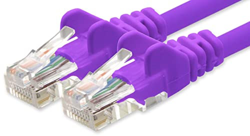 1aTTack.de 1m Cavo di Rete viola - 1x - Cat.6 Ethernet Gigabit Lan RJ45 10 100 1000 Mbit s - Cavo Patch UTP compatibile con Cat.5 Cat.5e Cat.7 Cat.8 - viola - 1x - 1m
