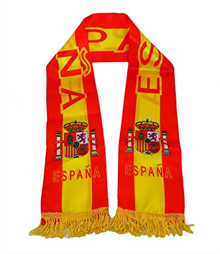 Sonia Originelli Fanartikel leichter Fanschal mit Fransen WM EM Fussball, Farbe: Spanien uni
