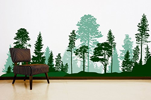 fotomural vinyle et papier peint mural Forêt dessin | fotomural pour mur | Papier peint Sticker mural décoratif | | | plusieurs tailles | Décoration comedores, sallon, chambre. 100x70cm