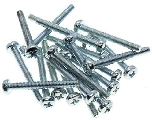 M4 (4mm x 60mm) Phillips Pan Head Machine Screws - Steel (Pack of 20) DIN 7985