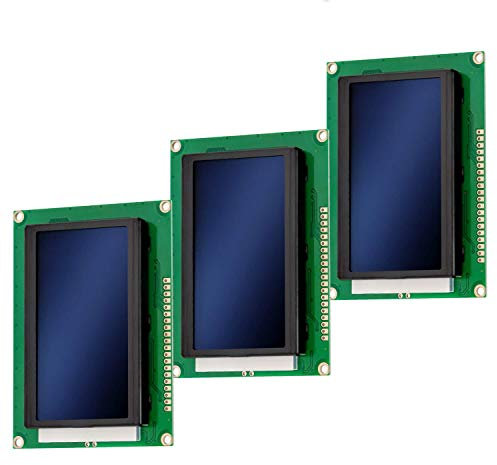 AZDelivery 3 x LCD Display 128 x 64 Pixel 12864 Display KS0108/KS0107 mit blauem Hintergrund und weißen Zeichen kompatibel mit Arduino inklusive E-Book!