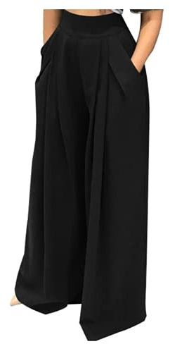NRTHYE Womens Palazzo Long Pants High Waist Wide Leg Stretchy Loose Fit Casual Trousers with Pocket