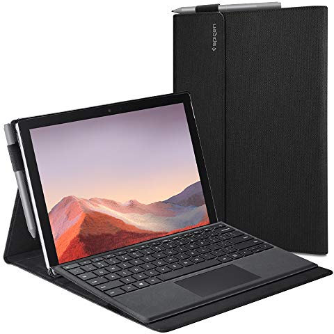 Spigen Stand Folio Kompatibel mit Microsoft Surface Pro 7 Plus (2021) / Pro 7 Hülle (2019) / Surface Pro 6 Hülle (2018) - Schwarz