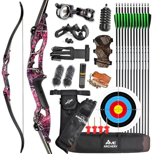 MILAEM 56 Zoll Takedown Recurve Bogen 30-50lbs Langbogen Recurvebogen Set Jagdbogen Erwachsener Bogen für Rechtshänder
