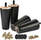 Btowin 12cm Holz Möbelfüße, 4 Stück Schwarz Massivholz Tischbeine Möbelbeine mit vorgebohrten M8 5/16 Bolzen & Montageplatten & Schrauben für Schrank Sofa Bett Ottomane