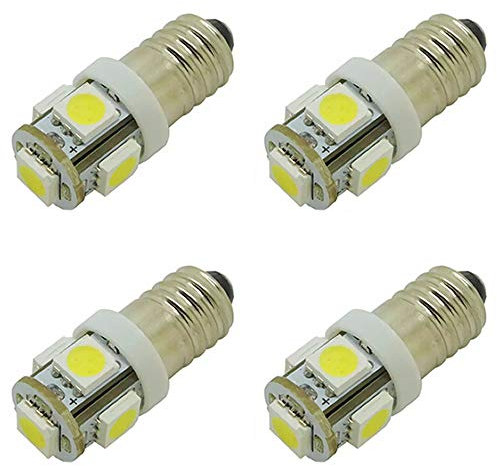Lot de 4 ampoules LED E10 à culot à vis 6 V 5 SMD 0,5 W 40 lm (6 V, lumière blanche chaude)