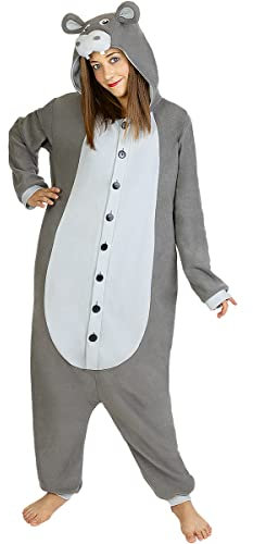 Funidelia | Nilpferd Onesie Kostüm für Herren und Damen Größe XL Tiere - Farben: Bunt, Zubehör für Kostüm - Lustige Kostüme für deine Partys