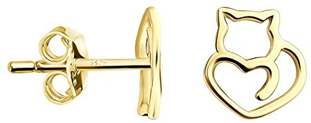 SOFIA MILANI - Damen Ohrringe 925 Silber - vergoldet/golden - Katzen Ohrstecker - 20964