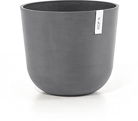 ECOPOTS Oslo Blumentopf rund - Modernes Design aus recyceltem Kunststoff für Haus & Garten, verfügbar in Schwarz, Grau, Weißgrau, verschiedene Durchmesser