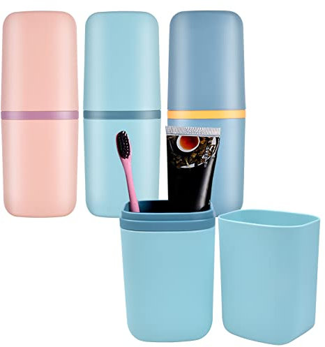 Pinsheng 3 Stück Reise Wasser Becher Set, Zahnputzbecher , Zahnbürsten Etui Zahnbürstenhalter Case für Camping , Wandern Geschäftsreisen Zuhause