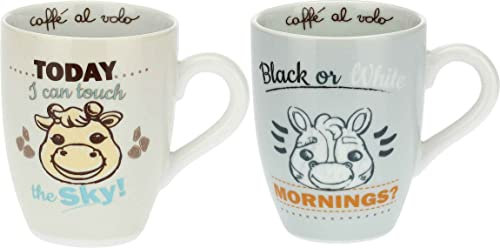 Set di tazze con manico e giraffa e zebra
