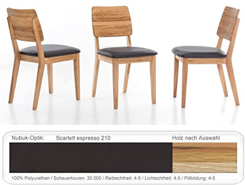 4X bequemer Holzstuhl Norea 3 Polsterstuhl Esszimmerstuhl Küchenstuhl Massivholzstuhl Verschiedene Varianten, Holzart:Kernbuche geölt, Bezugstoff:Scarlett Espresso