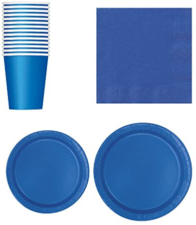 WedDecor Lot de 70 assiettes rondes jetables en carton - Parfaits pour les pique-niques, barbecues, anniversaires, fêtes prénatales, mariages et événements de Noël - Bleu roi