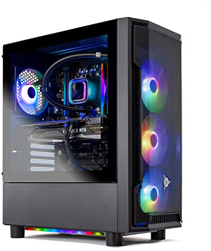 Skytech Gaming Skytech Shadow Gaming PC Desktop – AMD Ryzen 5 7600X 4.7 GHz, RTX 3060 Ti, 1TB NVME SSD, 32G DDR5 RGB, 600W Gold PSU, 240mm AIO, AC Wi-Fi, Windows 11 Home 64-bit,Black