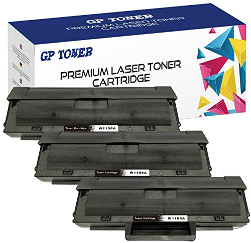 3X Toner XL Kompatibel mit Brother HP W1106A 106A for HP Laser 107a 107r 107w HP Laser MFP 135a 135r 135w 135wg 137fnw 137fwg (3X Schwarz)