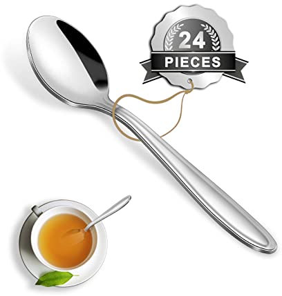 Teaspoons, Pleafind Teaspoons Set of 24, 24 Pieces Stainless Steel Tea Spoons, Tea Spoon Set for Home/Kitchen/Restaurant, 5.12 Inch Small Tea Spoons for Coffee & Dessert, Dishwasher Safe