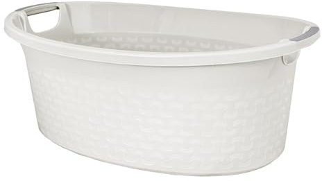 BranQ Cotton Bol Ovalado Barreño para Ropa Sucia Colada de 60 l (Blanco Roto)