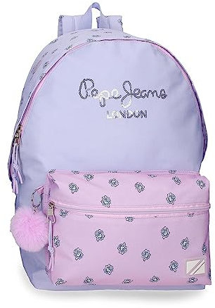 Pepe Jeans Becca Mochila para Portátil Doble Compartimento Adaptable a Carro Morado 31x44x17,5 cms Poliéster 23,87L