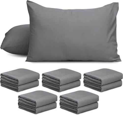 AMEHA 10 Pack Pillowcases (Pillows Not Included) – Super Soft Brushed Microfiber Standard Size Grey Pillow Cases | Hotel Quality Pillow Covers, (50 X 75 cm)