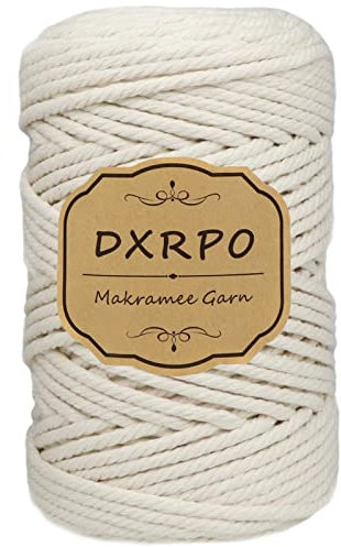 DXRPO Makramee Garn 5 mm x 100 m, Natürliches Makramee, Baumwollgarn Macrame Cord, Baumwollkordel Wird Verwendet Wandbehang, Makramee Blumenampel, DIY Handwerk Pflanze Aufhänger Boho Deko,Beige