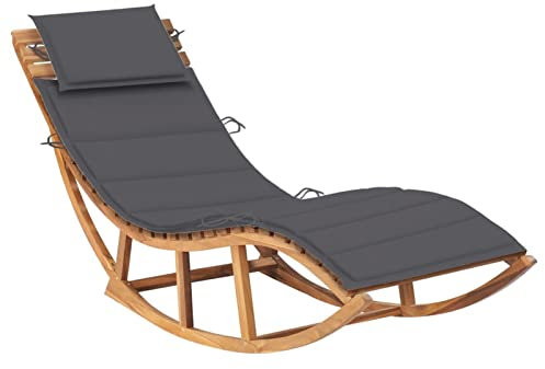 ZEYUAN Schaukelliege mit Auflage, Liegestuhl Balkon, Gartenliege, Sonnenliege, Deckchair, Saunaliege, Liege Outdoor, Sonnenstuhl, Massivholz Teak