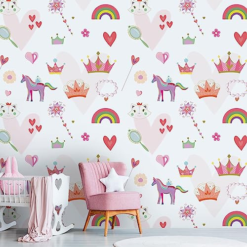 Livingwalls Vliestapete - Tapete Regenbogen in Rosa, Weiß und Rot - Wandtapete für verschiedene Räume - Wandbild XXL 2,80 m x 1,59 m