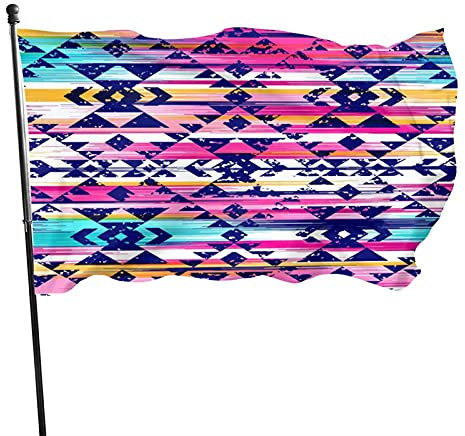 Azteken-Flagge, 90 x 150 cm, abstrakte geometrische Kunst, mehrfarbig, Tribal-Navajo-Muster, Outdoor, Garten, Dekoration, Veranda, leichtes Banner – UV-beständig