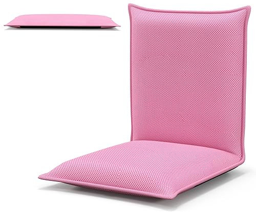 COSTWAY Bodenstuhl Bodensessel mit 6- stufig Verstellbarer Rückenlehne, Game Sessel gepolstert, Bodensofa Meditationsstuhl Lazy Sofa Fensterstuhl Meditationsstuhl (Rosa)