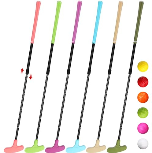 Wettarn 6 Set Golf Putters for Men and Women Two Way Mini Golf Putter with 6 Balls for Right or Left Handed Golfers Adjustable Length(Classic Color)