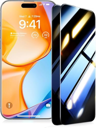 UltraGlass Ultra Top 9H+ Glass for iPhone 15 Pro Max Privacy Screen Protector [Invisible Privacy Armor] Screen Protector 15 Pro Max Tempered [Full Coverage & Longest Durable] 15 ProMax, 2 Pack