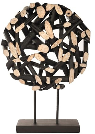 Vakarua Taiga Teakholz Deko Höhe 40 cm rund Holz Skulptur Teakholz AST Dekoration Schwemmholz Schnitzerei