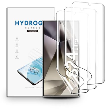 nvskvd Películas de Hidrogel para Samsung Galaxy S24 Ultra, 3 Piezas TPU Protectores de Pantalla Película Transparente Flexible Suave (NO vidrio templado)
