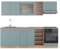 Vicco Küchenzeile R-Line, Blau-Grau/Goldkraft Eiche, 240 cm ohne Arbeitsplatte