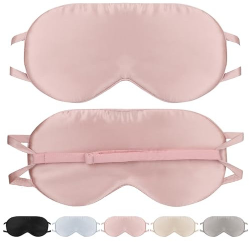 SILKTALE Schlafmaske Seide für Männer Damen,19 Momme 100% Maulbeerseide Augenmaske für Seitenschläfer, Atmungsaktive Seiden Schlafbrille Bequem mit Verstellbares Gummiband für Flugzeug,Rosa