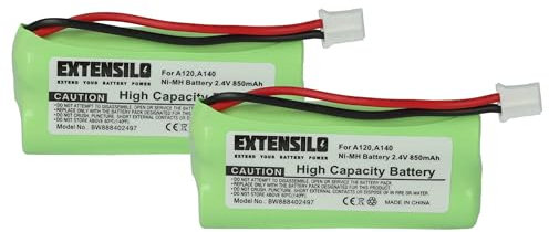 EXTENSILO 2X Akku kompatibel mit Siemens Gigaset A245, A240 Duo, A24, A240, A240 weib, A165 Trio schnurlos Festnetz Telefon (850 mAh, 2,4 V, NiMH)