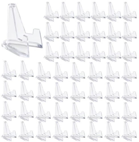 Forreen Kartenständer Acryl Klein, 50 Stück Münzständer Mini Transparenter Aufsteller Ständer Kunststoff Münzen Halter Dauerhaft Staffeleien für Münzen,Taschenuhren,Medaillen