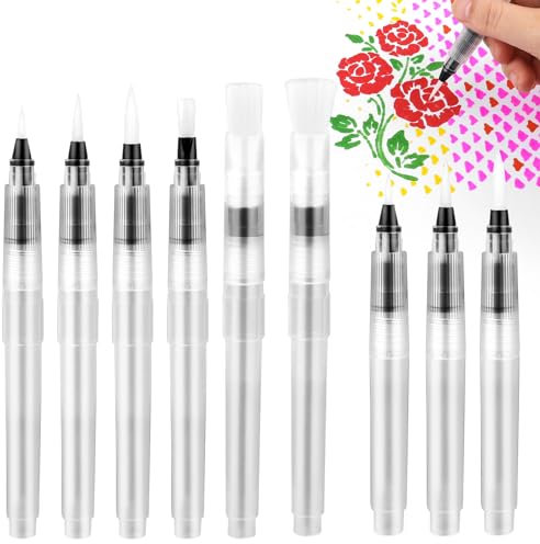Giantree Lot de 6 pinceaux à réservoir d'eau - Avec réservoir - Pour aquarelle, mélange de couleurs et calligraphie