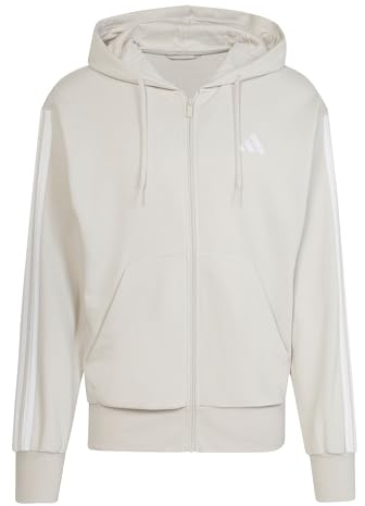 Adidas Herren Essential Three Stripes French Terry Fullzip Hoodie, Wonder Alumina/White, XL