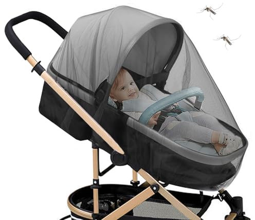 Phantasy® Mückennetz für Kinderwagen, Universal Insektenschutz für Kinderwagen, Buggy Reißfest Mückennetz Fliegennetz, idealer Schutz vor Wespen und Stechmücken, Schwarz