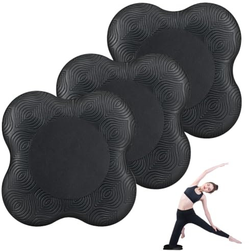 Kniekissen Yoga, 3 Stück Yoga Kniekissen Yogamatte Schwarz Yoga Knie Pad Yogamatten, Rutschfest Knieschoner Matte Set Rutschfest Yoga Knie Padmatte für Yoga, Gymnastik, Pilates, Aerobic