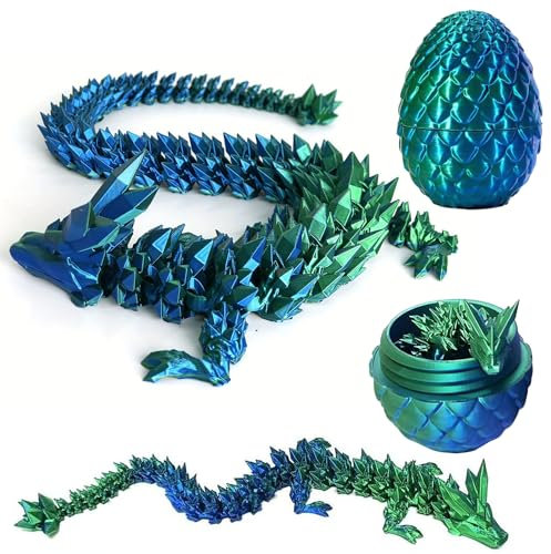 3D-Gedruckter Drache,3D Gedrucktes Drachenei Geheimnisvolle Drachen Spielzeug,3D-Gedruckter Drache im Ei im Inneren Heimbüro Schreibtischdekoration Erwachsene Kinder Geschenke Spielzeug.(Lasergrün)
