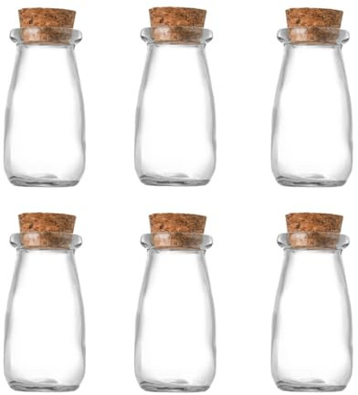 MEETOZ 6 Pack - 100ml Mini Glass Bottles with Cork Stoppers, Small Glass Favor Jars for Yogurt, Pudding, Party Favors
