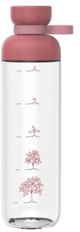 Mepal Trinkflasche mit Zeitmarkierungen - Motivations-Wasserflasche mit extra Trinkkomfort - Einzigartiger Größenangabe - BPA-frei & auslaufsicher - Grow the Tree - 900 ml - Vivid mauve